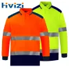 Polos Hi Vis Polo Shirt Ostrzeżenie Koszula Ostrzeżenie długiego rękawu Zużycie Koszulka Bezpieczeństwo Odblaskowa dla kierowców