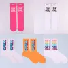 Socks 3 Pairs Stay Cool Chill Letters Hip Hop Haruku Pink Men's Socks Skateboard Orange Cotton Colorful Letter Long Women Sock