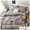 Bedding Sets Bedding Sets Home Textile Solid Color Duvet Er Pillow Case Bed Sheet Ab Side Quilt Boy Kid Teen Girl Linens Set King Quee Dhens