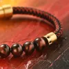 Strängar Ruimo Luxury rostfritt ståltråd rep och naturstenpärlblå avtagbar metallröda smycken armband för män och kvinnor DIY