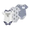 One-pièces Kiddiezoom 3 PCS / Lot Carton d'été Nou nouveau-né bébé garçon fille Bodys Swoft Baby Grenys 100% Cotton Baby Vêtements