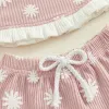 Sets Sets Baby Girl Rippen Kleidung quadratische Nackenhälfte plissierte Saum Cami Tops + elastische Taillenshorts Kleinkind Sommeroutfits