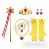 Children Princess cosplay accesssories sets girls Love necklace Jewelry outfits kids peach Heart with rhinestones snow magic wand Z7855