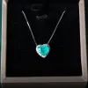 Necklaces Bague Ringen Artificial Brazilian Paraiba Tourmaline Pendant Necklace For Charm Lady Heart Shape 10*10mm Stone Wedding Gift