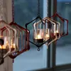 Candle Holders 1PC White Black Red Decorative Hanging Lantern Iron Holder With 35cm Chain Coffee Store Cup Candlestick