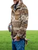 Herren -Fleece -Jacken Plaid Aztec bedrucktes Viertel Zip -Knopf Fuzzy Sherpa Pullover Sweatshirts warme Winter äußere Wears SH2201118437869