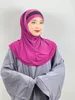 Etniska kläder amira hijab kvinnor islamiska huvud halsdukar 2 i 1 halsduk bit muslimska hijabs randig sjaltröja turbans