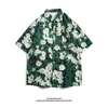 Camicie casual maschile in poliestere hawaiane camicia corta a maniche corta foglia tropicale stampa 3d stampare spiaggia camicetta maschio per uomini