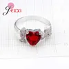 Cluster anneaux "I Love You" 925 STERLING Silver Red Heart Ring CZ Zirconia Jewelry Brand Brand Engagement Hearts For Women Gift