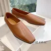 Casual schoenen beknopte stijl bruin lederen vierkant teen platte echte dames hoogwaardige loafers comfortabele wandeling