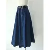 Zestaw damski jesienne retro niebieska polo dekolt dżinsowy krótki płaszcz Slim High talia do połowy sukienki o masie, modny, dwa elementy 240416