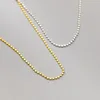 Hängen 2mm minimalistiska kvinnors 18k guld autentiska 925 sterling silver mynt pärlkedjekoker uttalande halsband charms c-d9550