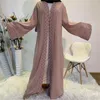 Etniska kläder muslimska kofta abayas snörning klänningar för kvinnor vanligt pärlast öppna abaya kläder casual robe femme caftan islam