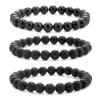 Brins bracelet quartz 8 mm en pierre naturelle perle rond lave tigre œil noir onyx énergie guérison bangle perle yoga yoga femmes bijoux