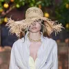 DONNE Summer Natural Cappone Raffia Cappello Fashion Nastro Floppy Sharing Panama Cappelli da sole largo Brime