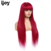 Wigs Human Hair Wig With Bangs Brazilian Straight Red Hair Bangs Wig For Black Women NonRemy Full Machine Made Wigs IJOY