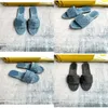 Sandals Feel Double Strap Flat Slippers with Baguette Decorative Buckle Denim