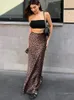 Skirts Mumaroho Spring Summer 2024 Women Sexy Maxi Leopard High Waist Flare Long Skirt For