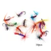 Accessoires 64pcs/Set Insekten Fliegen Fliegenfischköder Köder Hoch Kohlenstoffstahl Haken Fisch Tackle mit superschärften Kurbel Haken Perfect Decoy