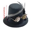 Bérets Top Hat Lady With Rose Chain Gear Feather Head Wear Cosers Costume Headswear for Industrial Age