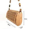 ショルダーバッグ女性の竹の編組ストラップ手作りビーチバッグとデザイナーの豪華なクロスステッチ2024年の夏