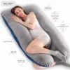 Kissen 100% Baumwolle Ganzkörperkissen für schwangere Frauen u Form Schwangerschaftskissen Schlafstütze Mutterschaftskissen für Seitenschläfer
