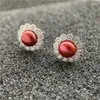 Boucles d'oreilles étalon 2024 Fleur Natural Natural Freshater Pearl SUTD 7-8 mm Bijoux 925 STERLING Silver for Women Gift