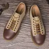 Casual Shoes 2024 Classic Brand Men's Workwear Thick Sules Versatile Brown Oxford Office Business Lace Up Style