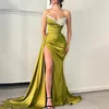 Party Dresses 2024 Sweetheart Neck Olive Green Sequin Prom Side Split Train Pleated aftonklänningar för kvinnor midja korsett formellt