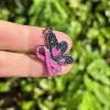 Charms 5st/Lot Mini Zirconia asfalterade rosa bandfjärilar för bröstcancermedvetenhet för smycken