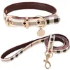 Dog Collars Leashes Step In Dog Harness And Leashes Set Classic Plaid Designer Collar Leash Soft Adjustable Leather Pets Collars For Dhjhk