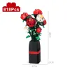 Blocks Creative Moc Red Rose Vase Plants Model Building Blocks Romantic Classic Flowers Bouquet Potted Bricks Toys Valentine's Day Gift