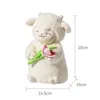 Poux en peluche douce mouton blanc lam hold tulip fleur douce pelucheuse poupée en peluche jouet enfant fille anniversaire cadeau de Noël 1pcl2404