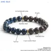 Strand MHS. Sun Charm Handmaded 8 mm Turquesa/lapislázuli LAZULI Pulsera de piedra natural Joyería de cuentas para hombres para hombres Regalo