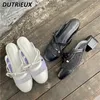 Casual schoenen lente zomer mode mesh polka dot bow dames dikke haky hiel pompen Japanse stijl zoete schattige elegante dames