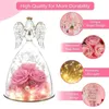 Faux Floral Greenery Angel Rose Gifts For Women Vriendin Eternal Flower In Angel Figurines Glass Cover met Led Light Mothers Valentijnsdag Gift T240422