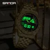 손목 시계 Sanda Top Luxury Digital Sport Watches Men 강한 빛나는 듀얼 디스플레이 방수 석영 강철 손목 시계 relogio