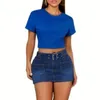 Skirts Solid Color Skirt Stylish Women's Denim With Pockets Adjustable Belt Mid-rise Mini In Slim For Summer