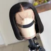 Koronkowy z przodu krótki bob proste naturalne czarne ludzkie włosy dla czarnych kobiet wstępnie rozbite zamykane brazylijskie włosy 240408