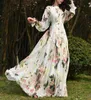 Floral Printed Maxi Dress Womens Sundress Abaya Dubai Hijab Chiffon Muslim Dresses African Turkey Islam Kaftan Robe 240422