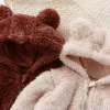 Piecedas de inverno, mobiliário de bebês para meninos para meninos meninas urso de ouvido com coda de lã de lã de lã de macacões infantis pijamas para dormir criança geral