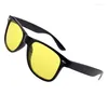 Sonnenbrille 1/2pcs Brille Unisex quadratische gelbe Linsen Nachtsicht Fahren Frauen Frauen Windschutzbrille