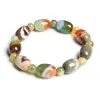 Strands Natural Stone Beads Green Agates Charm Bracelets For Women Fashion Drum Barrel Shape Carnelian Bangles Female Summer Wristband