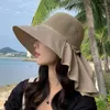 Chapeaux à bord large femme chapeau de seau d'été avec châle
