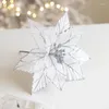 Fiori decorativi 25 cm Christmas Artificiale Glitter finta fiore fai -da -te Ornamenti per alberi di Natale per anno festivo decorazioni feste