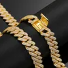 Dropshipping 14mm Cuban Link Chain Men Iesed Out Miami Necclace Bracciale Silver Bling Diamond Hip Hop Gioielli per donne