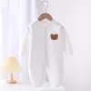 Jednopokures jesienne dziecko romper solidny kolor słodki niedźwiedź Jumpsy bawełny wiosna nowonarodzona odzież dla chłopców dziewczęta niemowlęta 018m 018m