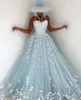Party Dresses Light Blue Mermaid Evening Butterfly Appliques Sequin Pleat Prom Gowns Sexy Halter Ladies Vestido De Novia