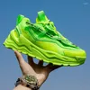 Chaussures décontractées Fashion Men de baskets Chunky Design Outdoor Jogging Breathable Fluorescent Green