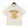 Rhude Shirt Mens T-shirts Designer Tshirt Sweatshirt colored Drawing Tshirts Casual T-shirt Fashion Short Short Round Neck Tshirts Fashions pour hommes Vêtements